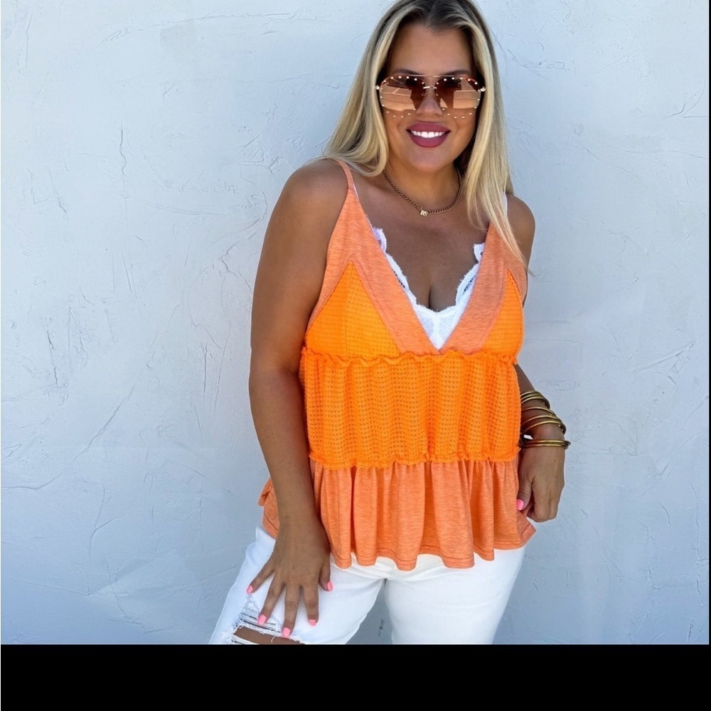 Wilder Tank Orange Sleeveless Top